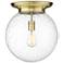 Beacon 14" Wide Antique Brass Flush Mount With Seedy Glass Shade