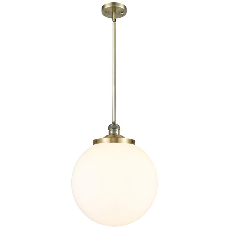 Image 1 Beacon 14" Wide Antique Brass LED Pendant With Matte White Shade