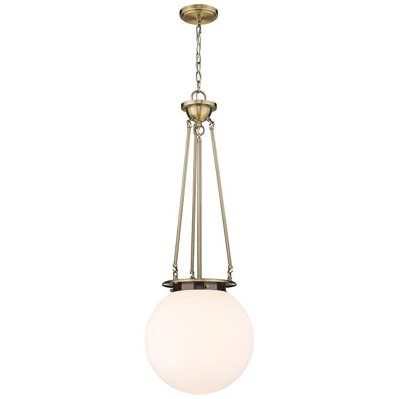 Image 1 Beacon 14" Wide Antique Brass Pendant With Matte White Glass Shade