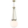Beacon 14" Wide Antique Brass Pendant With Matte White Glass Shade