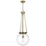 Beacon 14" Wide Antique Brass Pendant With Seedy Glass Shade