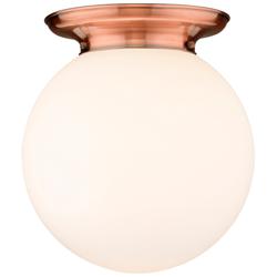 Beacon 14&quot; Wide Antique Copper Flush Mount With Matte White Glass Shad
