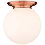 Beacon 14" Wide Antique Copper Flush Mount With Matte White Glass Shad