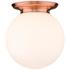 Beacon 14" Wide Antique Copper Flush Mount With Matte White Glass Shad