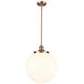 Beacon 14" Wide Antique Copper LED Pendant With Matte White Shade