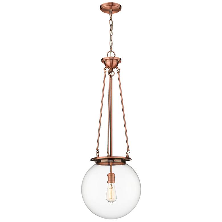 Image 1 Beacon 14 inch Wide Antique Copper Pendant With Clear Glass Shade