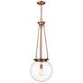 Beacon 14" Wide Antique Copper Pendant With Clear Glass Shade