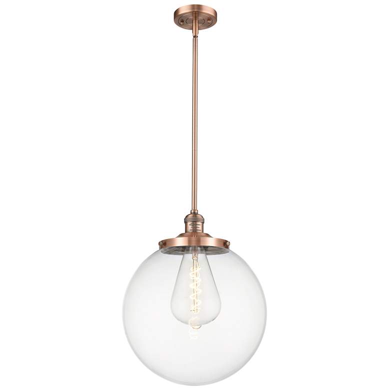 Image 1 Beacon 14" Wide Antique Copper Pendant With Clear Shade