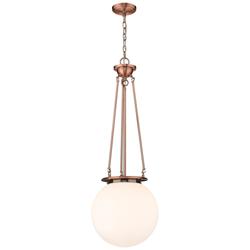 Beacon 14&quot; Wide Antique Copper Pendant With Matte White Glass Shade