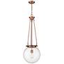 Beacon 14" Wide Antique Copper Pendant With Seedy Glass Shade