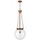 Beacon 14" Wide Antique Copper Pendant With Seedy Glass Shade