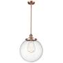 Beacon 14" Wide Antique Copper Pendant With Seedy Shade