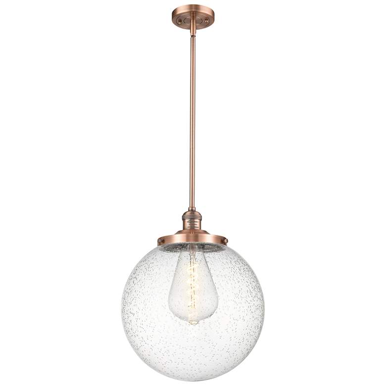 Image 1 Beacon 14" Wide Antique Copper Pendant With Seedy Shade