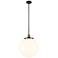 Beacon 14" Wide Black Antique Brass LED Pendant With Matte White Shade