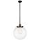 Beacon 14" Wide Black Antique Brass Pendant With Clear Shade