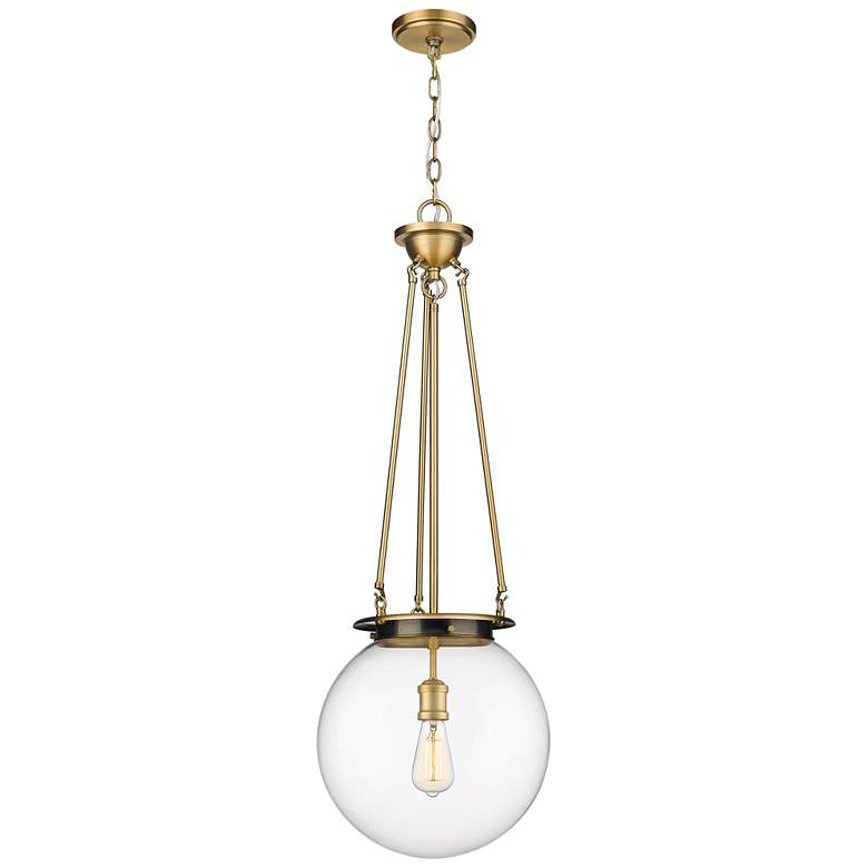 Image 1 Beacon 14" Wide Brushed Brass Pendant With Clear Glass Shade