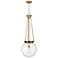 Beacon 14" Wide Brushed Brass Pendant With Seedy Glass Shade