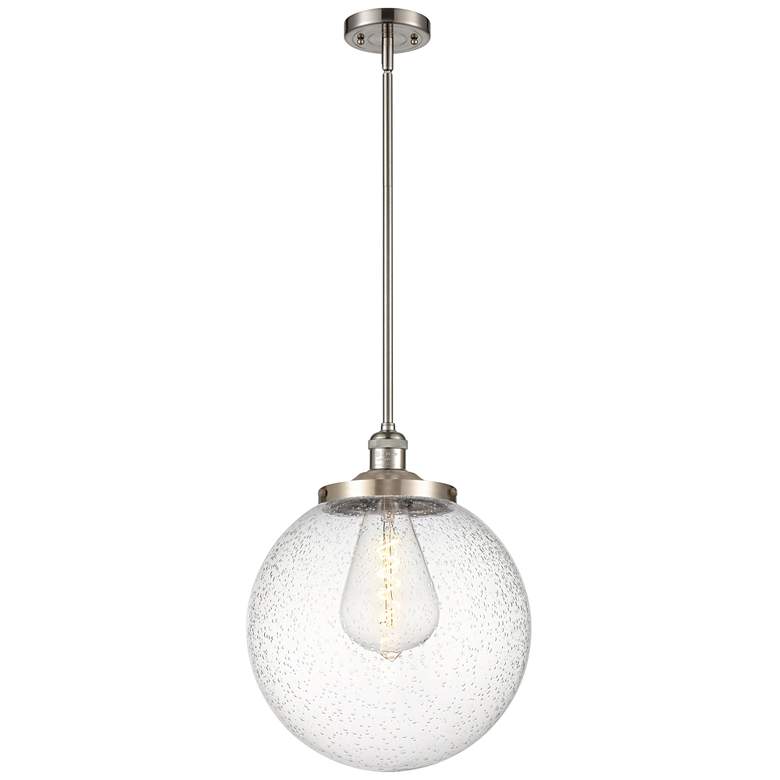 Image 1 Beacon 14" Wide Brushed Satin Nickel Pendant With Seedy Shade