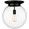 Beacon 14" Wide Matte Black Flush Mount With Clear Glass Shade