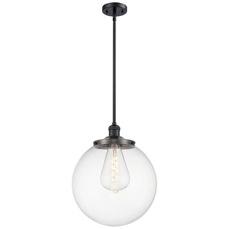 Image 1 Beacon 14" Wide Matte Black Pendant With Clear Shade