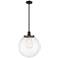Beacon 14" Wide Matte Black Pendant With Clear Shade