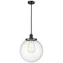 Beacon 14" Wide Matte Black Pendant With Seedy Shade