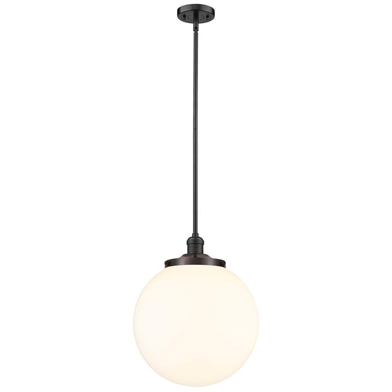Image 1 Beacon 14" Wide Oil Rubbed Bronze LED Pendant With Matte White Shade