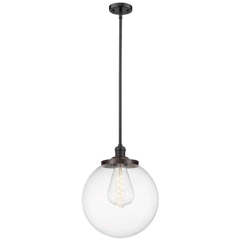 Image 1 Beacon 14" Wide Oil Rubbed Bronze Pendant With Clear Shade