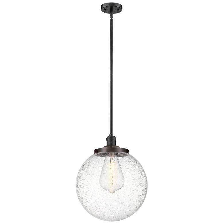 Image 1 Beacon 14" Wide Oil Rubbed Bronze Pendant With Seedy Shade