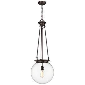 Image1 of Beacon 14" Wide Oiled Brass Pendant With Clear Glass Shade