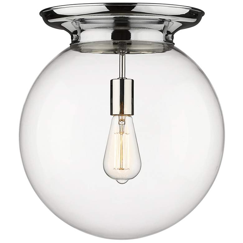 Image 1 Beacon 14" Wide Polished Chrome Flush Mount With Clear Glass Shade