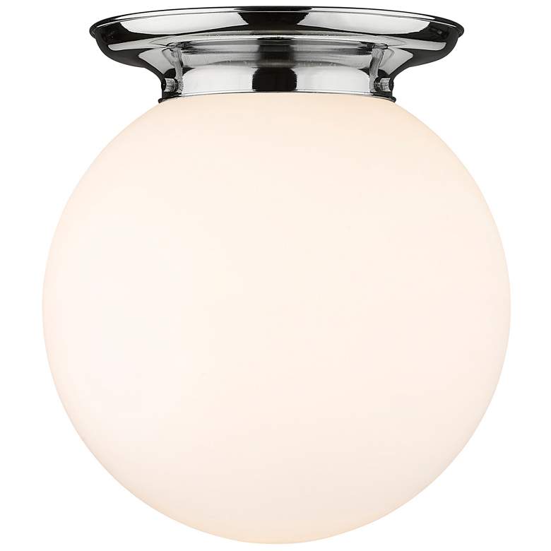 Image 1 Beacon 14 inch Wide Polished Chrome Flush Mount With Matte White Glass Sha
