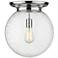 Beacon 14" Wide Polished Chrome Flush Mount With Seedy Glass Shade