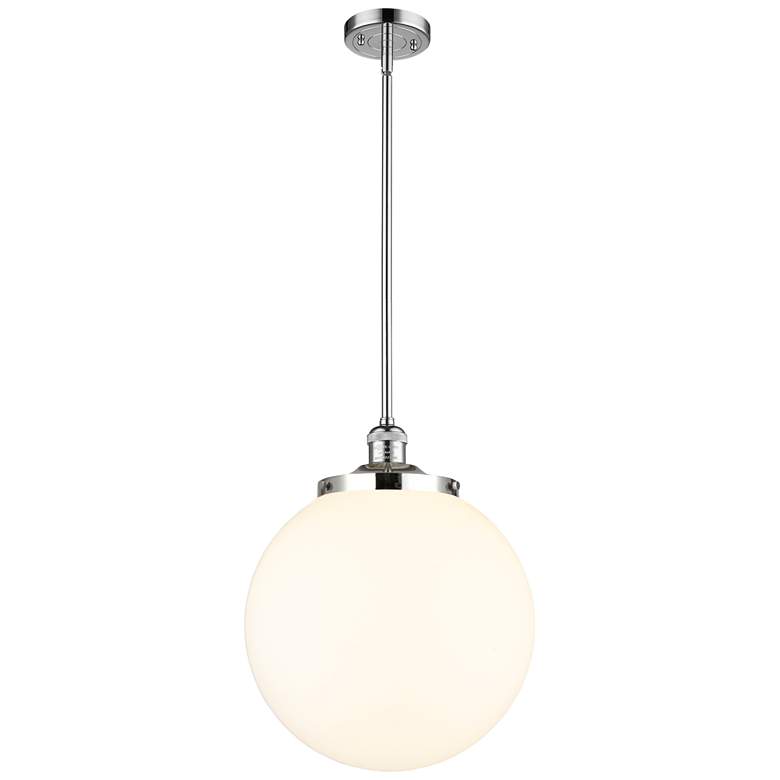 Image 1 Beacon 14" Wide Polished Chrome LED Pendant With Matte White Shade