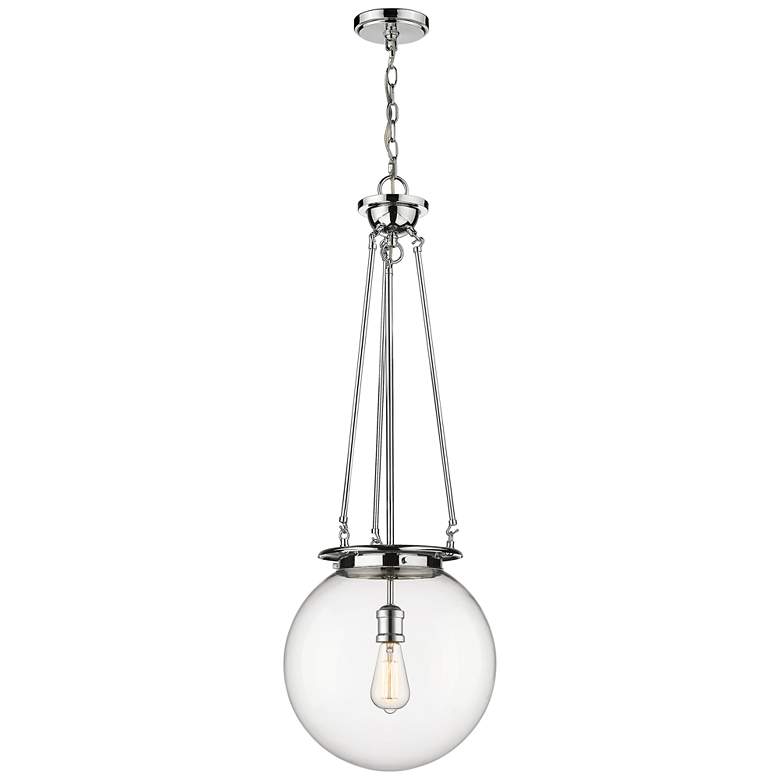 Image 1 Beacon 14 inch Wide Polished Chrome Pendant With Clear Glass Shade