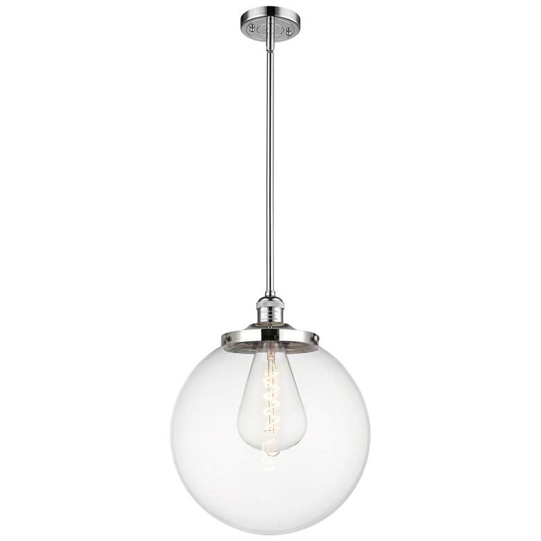 Image 1 Beacon 14" Wide Polished Chrome Pendant With Clear Shade
