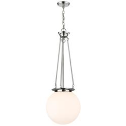 Beacon 14&quot; Wide Polished Chrome Pendant With Matte White Glass Shade