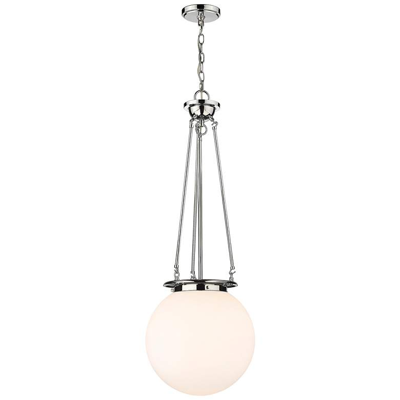 Image 1 Beacon 14 inch Wide Polished Chrome Pendant With Matte White Glass Shade