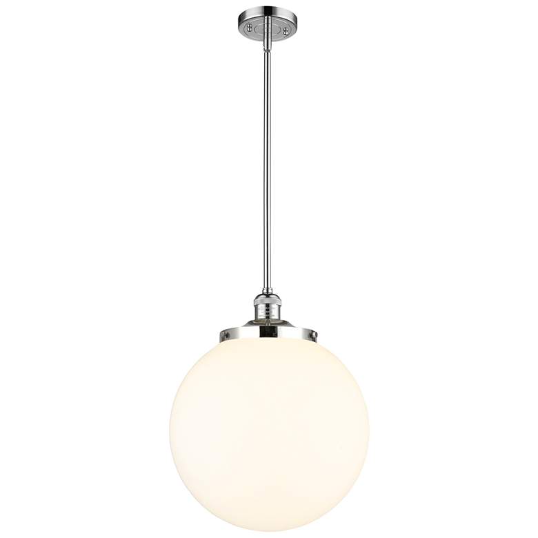 Image 1 Beacon 14 inch Wide Polished Chrome Pendant With Matte White Shade