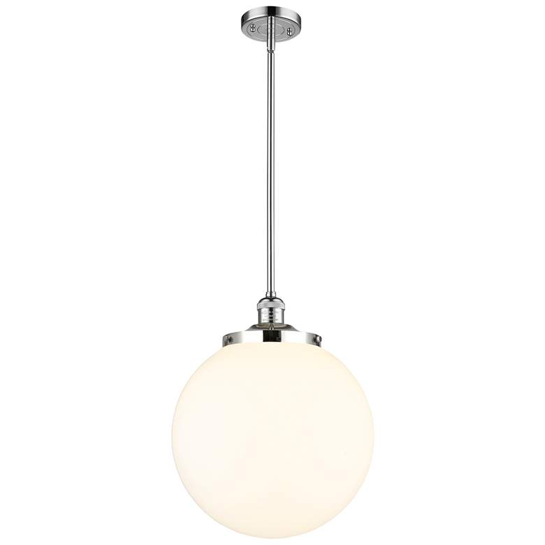 Image 1 Beacon 14" Wide Polished Chrome Pendant With Matte White Shade