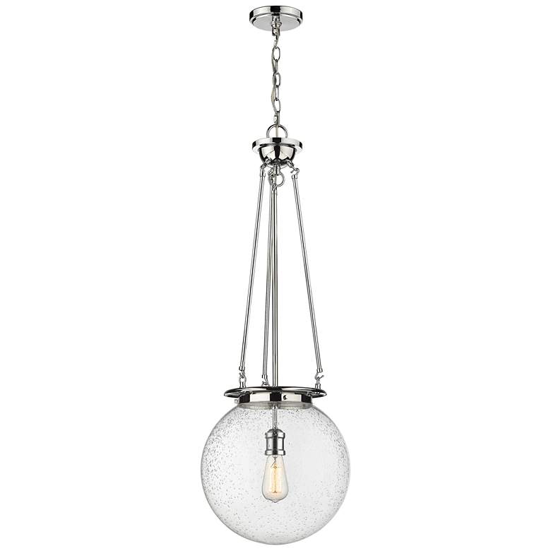 Image 1 Beacon 14" Wide Polished Chrome Pendant With Seedy Glass Shade