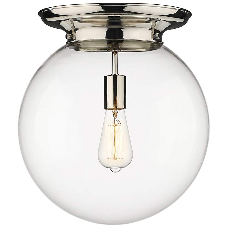 Image 1 Beacon 14" Wide Polished Nickel Flush Mount With Clear Glass Shade