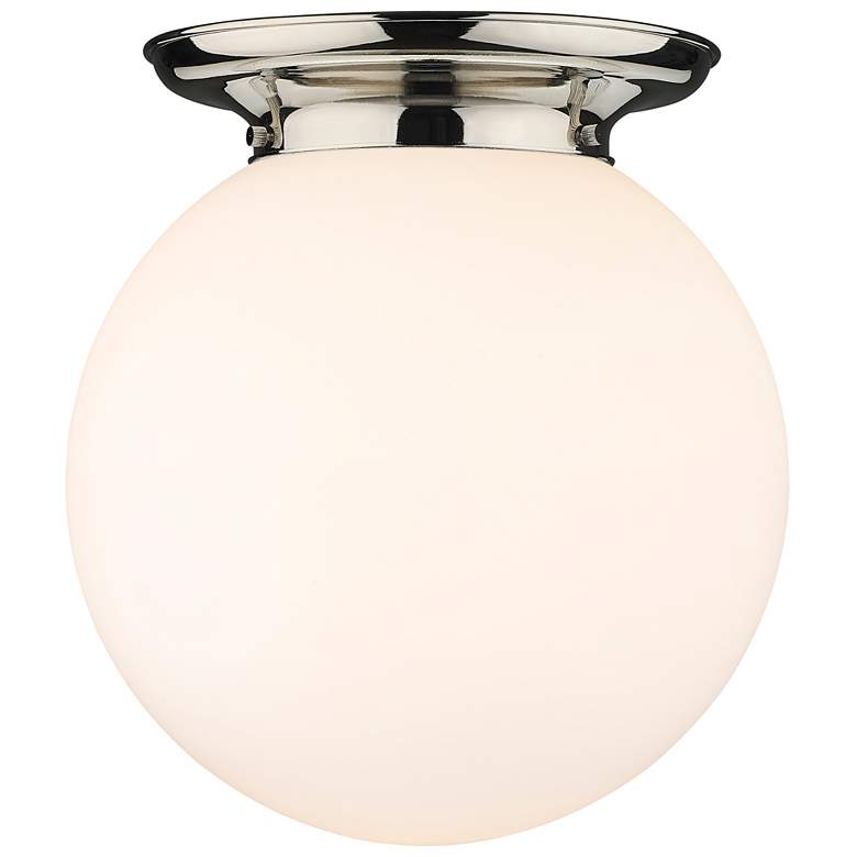 Image 1 Beacon 14" Wide Polished Nickel Flush Mount With Matte White Glass Sha