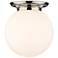 Beacon 14" Wide Polished Nickel Flush Mount With Matte White Glass Sha