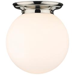 Beacon 14&quot; Wide Polished Nickel Flush Mount With Matte White Glass Sha