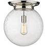 Beacon 14" Wide Polished Nickel Flush Mount With Seedy Glass Shade
