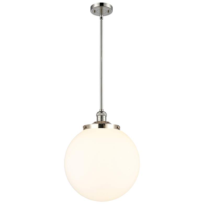 Image 1 Beacon 14 inch Wide Polished Nickel LED Pendant With Matte White Shade
