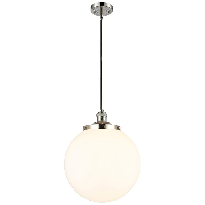 Image 1 Beacon 14" Wide Polished Nickel Pendant Light w/ White Glass