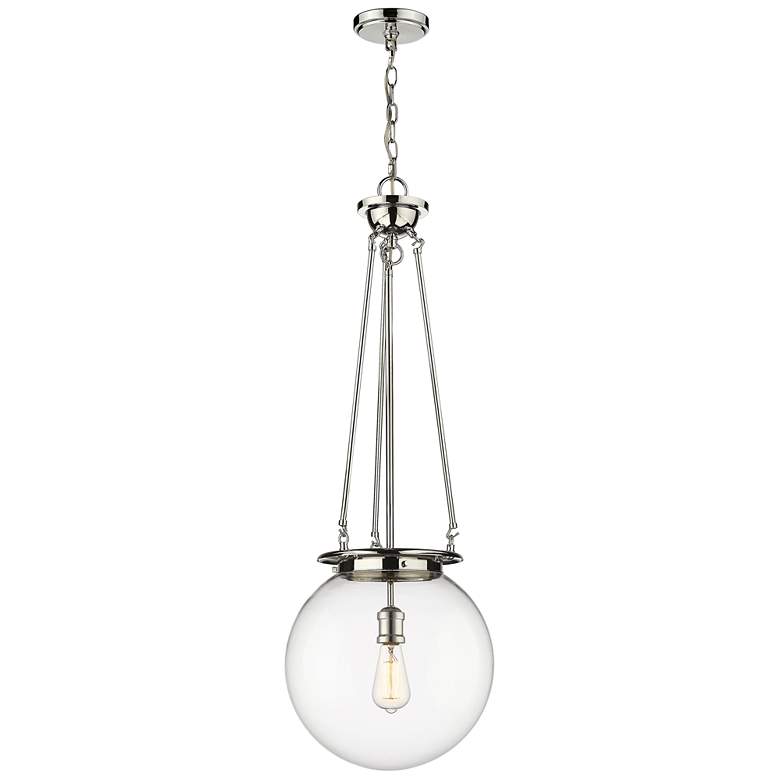 Image 1 Beacon 14 inch Wide Polished Nickel Pendant With Clear Glass Shade