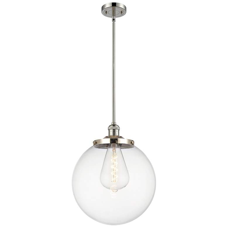 Image 1 Beacon 14" Wide Polished Nickel Pendant With Clear Shade